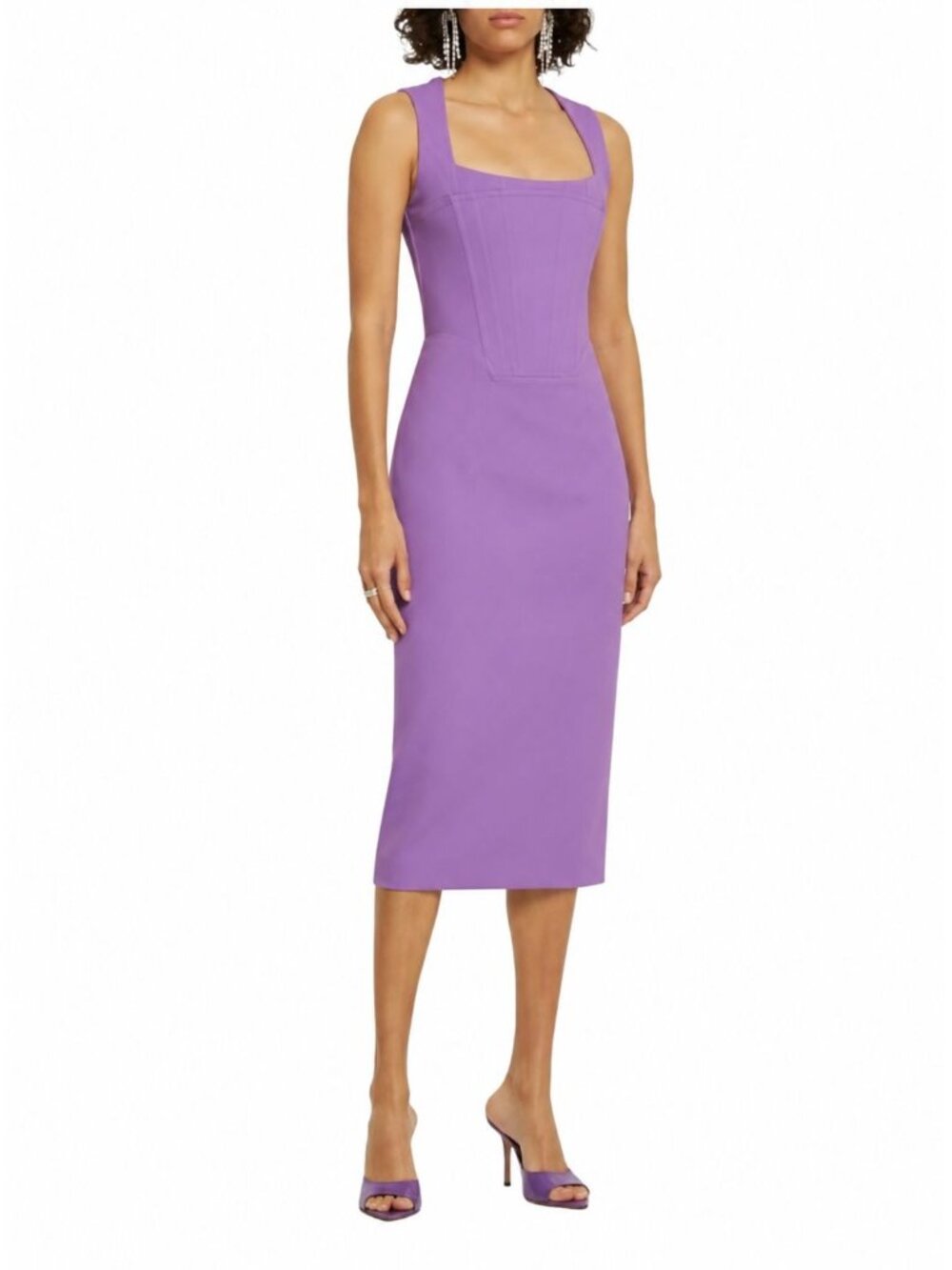 Giuseppe Di Morabito Sleeveless Corset Bodice Midi Dress Lilac Size 42 NWT